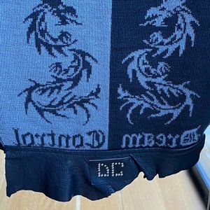 Black and Grey Long Faux Leather Edge Scarf / Wrap